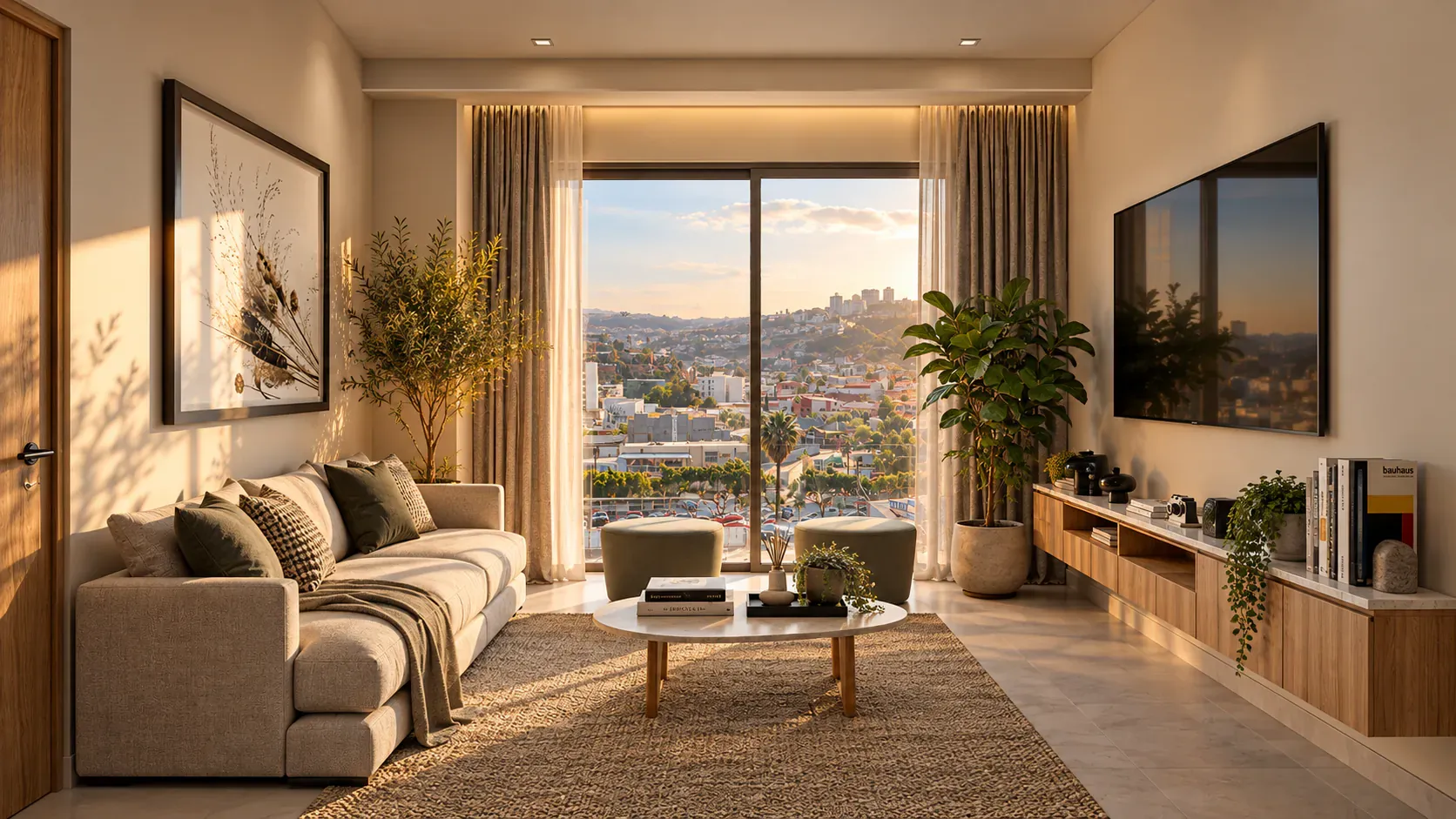 Sala con ventanal y vista a Tijuana