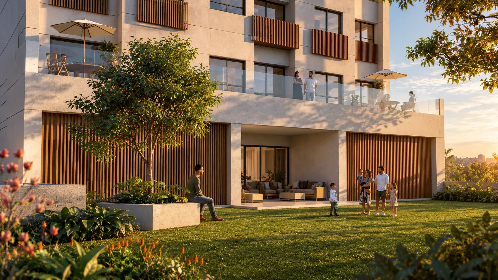 Terrazas privadas de los Garden House con jardín