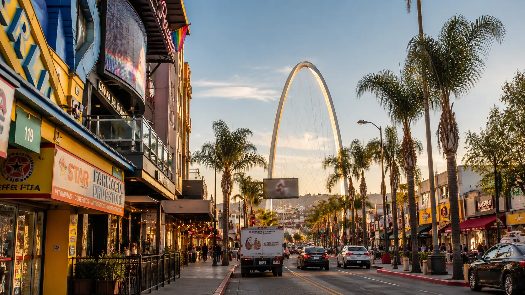 Avenida Revolución con el Arco Monumental al fondo