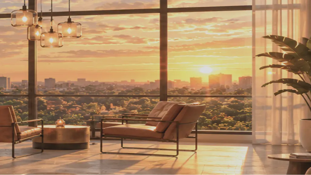 Vista al atardecer desde un Pent House